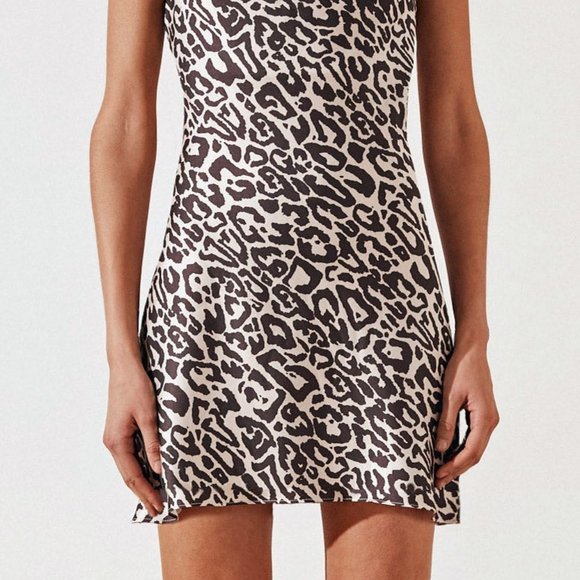 NWT Shona Joy Cowl Neck Mini Dress - Leopard Print - Size US 6 - Picture 4 of 7